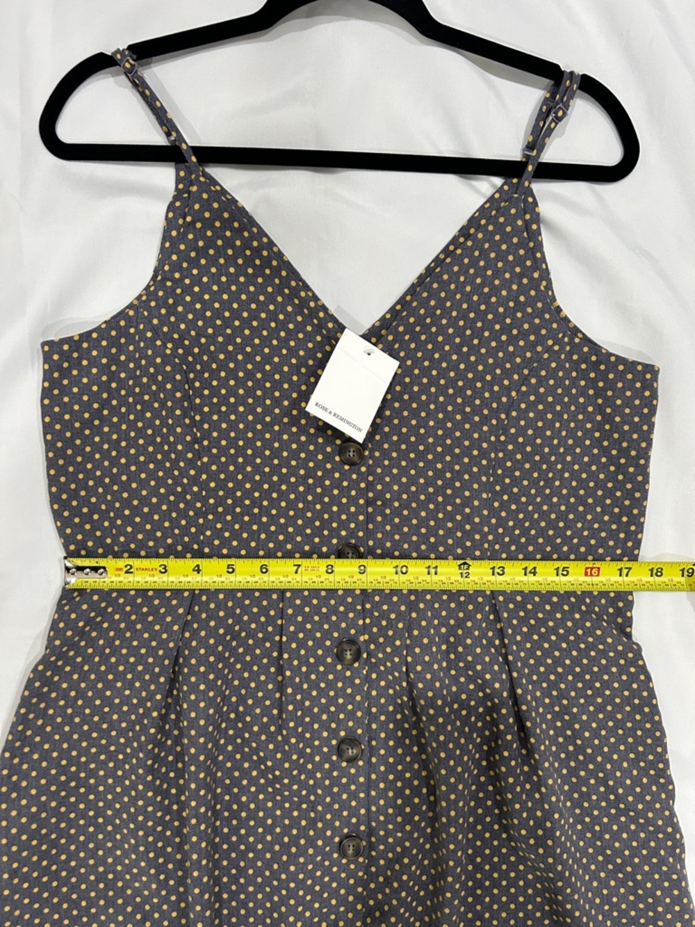 Umgee Gray Spaghetti Strap Polka Dot Button-Front Mini Dress - Picture 9 of 10